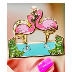 KITSCHY RETRO FLAMINGO TIKI LOVE PIN PINUP GIRL